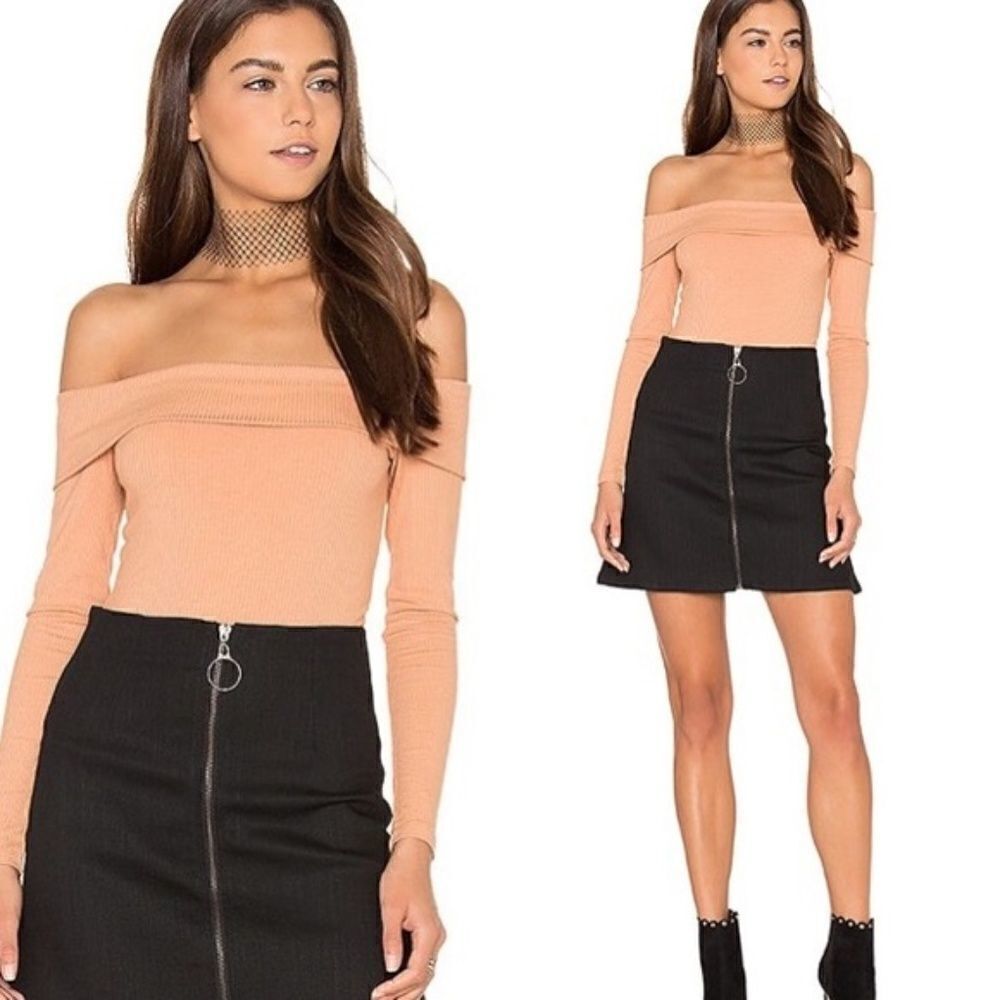 NWOT Revolve Privacy Please Orange Ribbed Nova Bodysuit XS